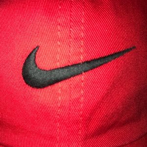 NWT red and black nike Logo hat